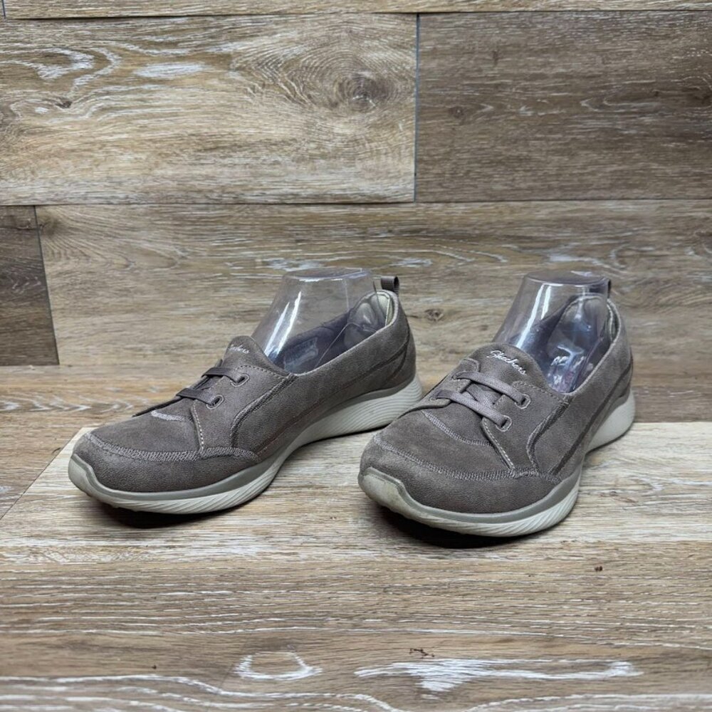 Skechers On The Go Flex Taupe Leather Walking Sneakers Women's Size 9.5
